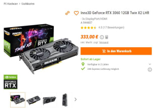 INNO3D GeForce RTX 3060 TWIN X2 OC LHR grafische kaart voor €333 bij Notebooksbilliger