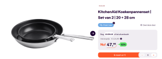 KitchenAid Stainless Steel Koekenpannenset 2-delig voor €47,95 bij iBOOD