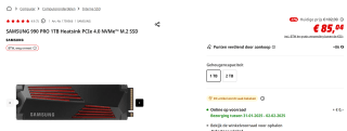 SAMSUNG 990 PRO 1TB Heatsink PCIe 4.0 NVMe™ M.2 SSD voor €85,04 bij de Mediamarkt