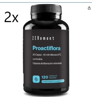 2x Probióticos y Prebióticos Intestinales, 120 Cápsulas Gastrorresistentes | 19 cepas por 36,04€