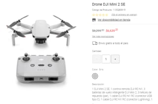Drone DJI Mini 2 SE por $6,639 en Liverpool