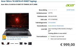 Acer Nitro 16 AN16-41-R4G7 laptop voor €999 bij Informatique