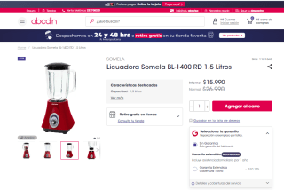 Licuadora Somela BL-1400 RD de 1.5 litros por $15.990