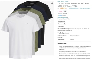 5-Pack JACK & JONES shirts voor €33,89 bij Amazon