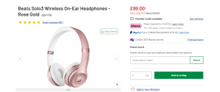 Beats Solo 3 Wireless Headphones - Rose Gold available for £99
