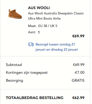 Aus Wooli Australia Sheepskin Classic Ultra Mini Boots Airlie voor €62,99 dmv code bij Secret Sales