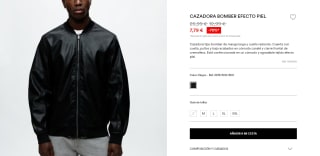 Cazadora Bomber Efecto Piel hombre por 7,99€