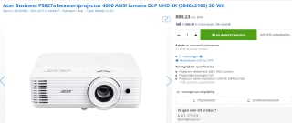 Acer P5827a beamer voor €880,23 bij Max ICT
