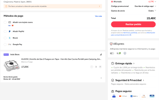 Hornillo ALGON de Gas Portátil 1 Fuego a solo 15,48€
