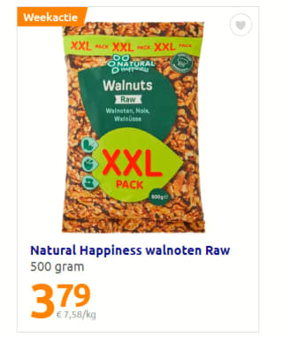 Natural Happiness walnoten Raw 500 gram voor €3,79 bij de Action