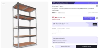 Estantería Metálica Galvanizada Nyana Home 875kg 5 Baldas por 13,97€