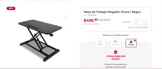 Mesa de Trabajo Plegable 4Tune por $439.80 en Office Depot