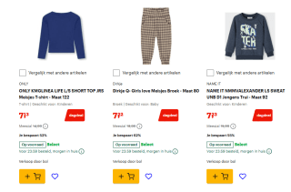 Tot 70% korting op baby- en kinderkleding bij Bol