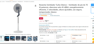 Rowenta Ventilador Turbo Silence por 79,99€