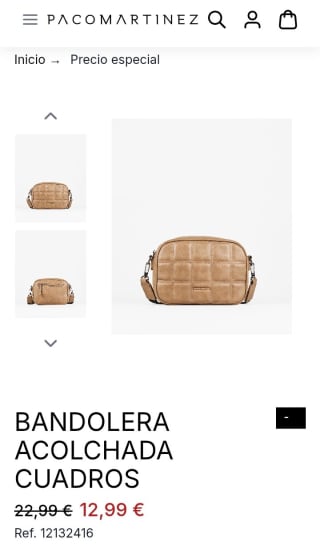 Bandolera acolchada cuadros por 12,99€.