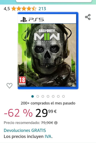 Call of Duty: Modern Warfare II Ps5 por 29,99€.