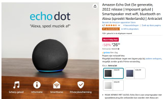 Amazon Echo Dot 5 charcoal voor €26,99 bij Amazon