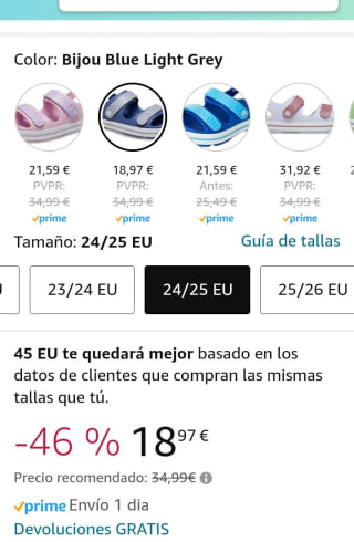 Crocs Sandalias niños por 18,97€.