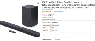 JBL Bar 2.1 Deep Bass (MK2) Soundbar voor €239 bij Amazon