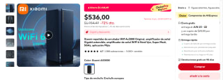 Router/Repetidor Xiaomi Wifi AX3000 por $536 en AliExpress