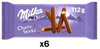 6 Paquetes de Milka Choco Sticks Palitos de Galleta Cubiertos de Chocolate con Leche de los Alpes 112g por 6.75€