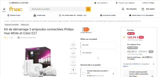 Kit de démarrage 3 ampoules connectées Philips Hue à 129,99€
