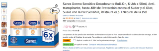 Pack 6 desodorantes Sanex Dermo Sensitive Roll-On por 6,73€