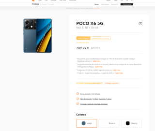 Móvil POCO X6 5G 12GB 256GB por 289,99€