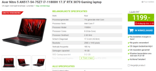 Acer Nitro 5 AN517-54-75Z7 voor €1199 bij Megekko