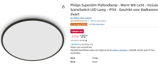 Philips SuperSlim SceneSwitch plafondlamp voor €25,99 bij Amazon