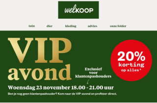 20% korting op alles 23 november 's avonds bij Welkoop