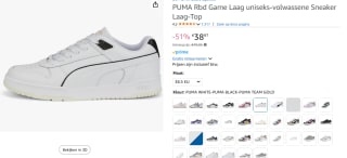 PUMA RBD Game Low Unisex Sneakers - Wit/Zwart/Goud voor €38,97 bij Amazon