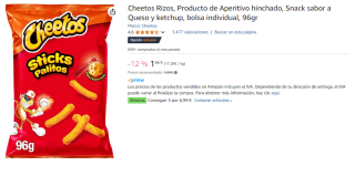 5 Bolsas de Cheetos Rizos de 96grs por 6.99€