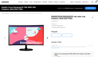 Monitor Curvo de 24 polegadas da Samsung - R$ 642