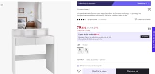 T-LoVendo Mueble Tocador para Maquillaje, por 70,83€ (58,83€ cuentas nueva)