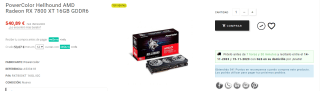 Tarjeta gráfica PowerColor Hellhound AMD Radeon RX 7800 XT 16GB por 540,89€