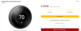 Nest Learning Thermostat V3 (Zwart) voor €179 bij Alternate