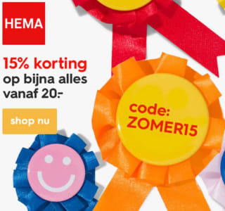 15% korting bij Hema bij besteding vanaf €20