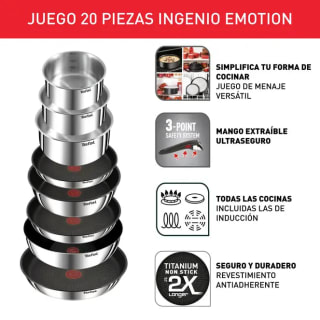 Tefal Ingenio Emotion On, Juego de 20 piezas para todas las cocinas por 136€