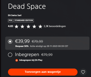 Dead Space Remake voor €39,99 in de Playstation Store
