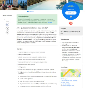 Estancia 1 noche hotel 5* con las mejores vistas de Bangkok para 2 desde 99€