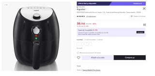 AIGOSTAR Freidora de Aire sin Aceite 3.5L, Cesta Antiadherente Extraíble por 36.7€ (cuenta nueva por 24.7€)