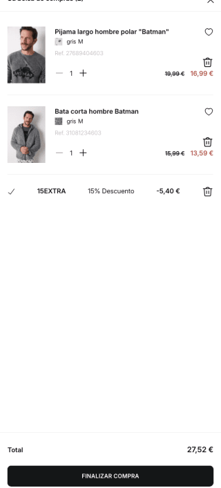 Conjunto Womensecret bata y pijama Batman Hombre a solo 27,52€