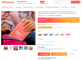 Console da Nintendo, modelo Switch Lite de 32G - R$ 996,85