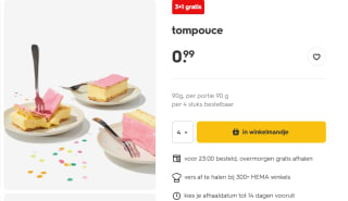 3+1 gratis op HEMA Tompoucen