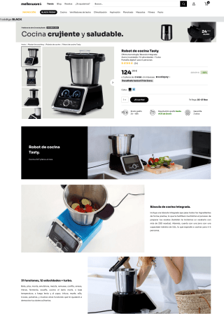 Robot de cocina Tasty Bascula integrada Acero inoxidable 12 velocidades + Turbo Pantalla digital para 6 personas por 124,99€