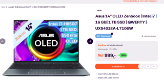ASUS ZenBook 14X OLED UX5401EA-L7106W voor €999 bij Ibood