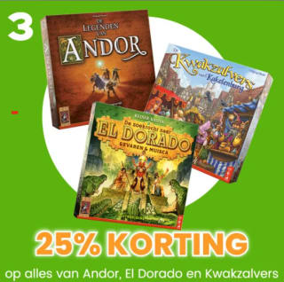 25% korting op drie populaire spelfamilies