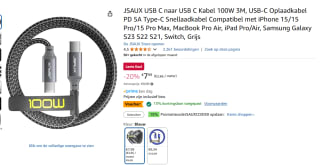JSAUX USB C naar USB C Kabel 100W 3M voor €5,76 via Amazon