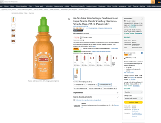 Go-Tan Salsa Sriracha Mayo Condimento con toque Picante Mezcla Sriracha y Mayonesa 215 ml por solo 2,07€